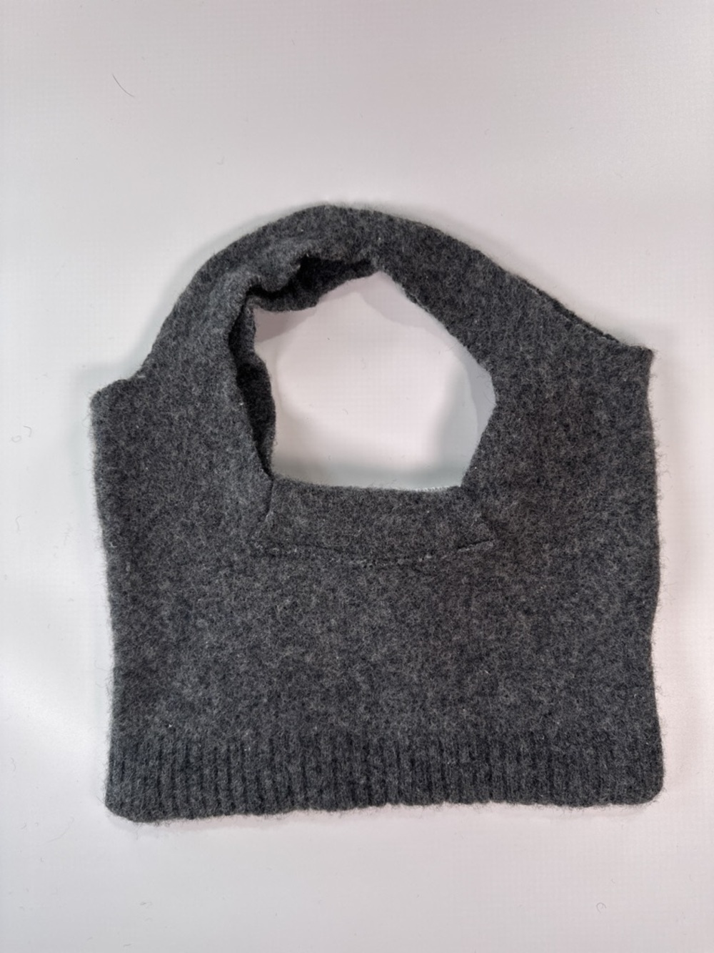 All Pure Wool Gray Knit Garment - Cozy Felted Texture - Picture 3 of 7